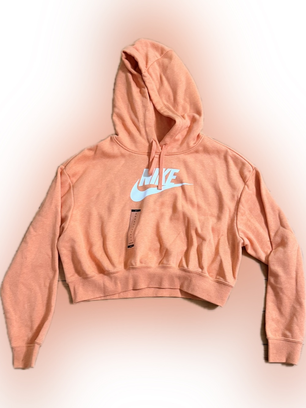 NWT Nike Women's Peach Cropped Hoodie with White Logo